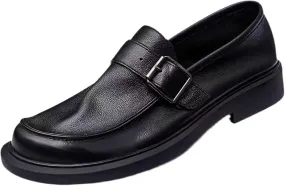 Top Layer Cowhide Business Men's Leather Buckle Leather Shoes Men's, Comfortable and Soft Sole Slip-On Driving Shoes