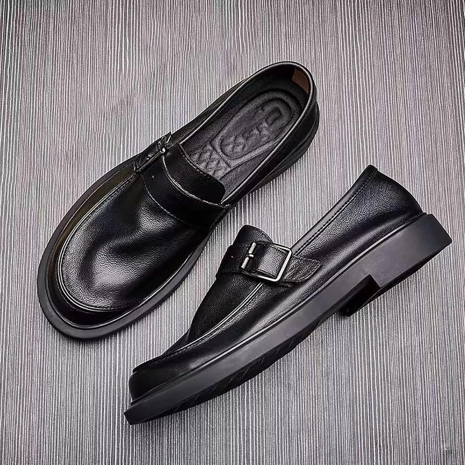 Top Layer Cowhide Business Men's Leather Buckle Leather Shoes Men's, Comfortable and Soft Sole Slip-On Driving Shoes