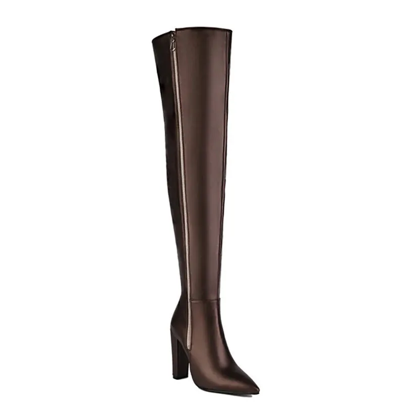 Trend4us Women's Modern Over-The-Knee Leather Boots