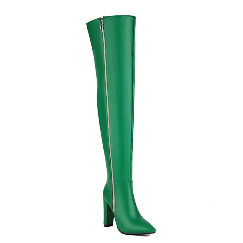Trend4us Women's Modern Over-The-Knee Leather Boots