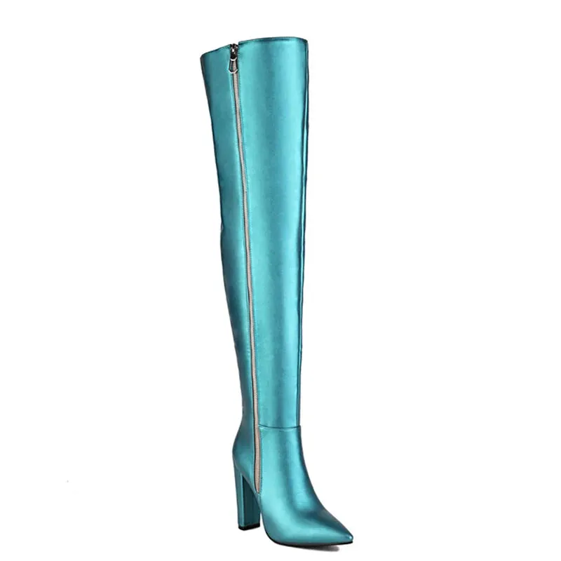 Trend4us Women's Modern Over-The-Knee Leather Boots