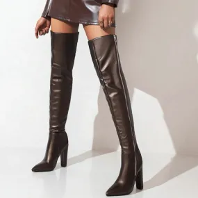 Trend4us Women's Modern Over-The-Knee Leather Boots