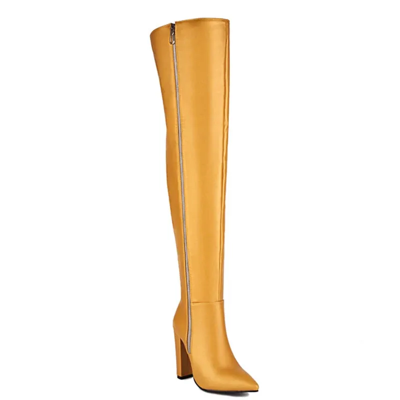 Trend4us Women's Modern Over-The-Knee Leather Boots