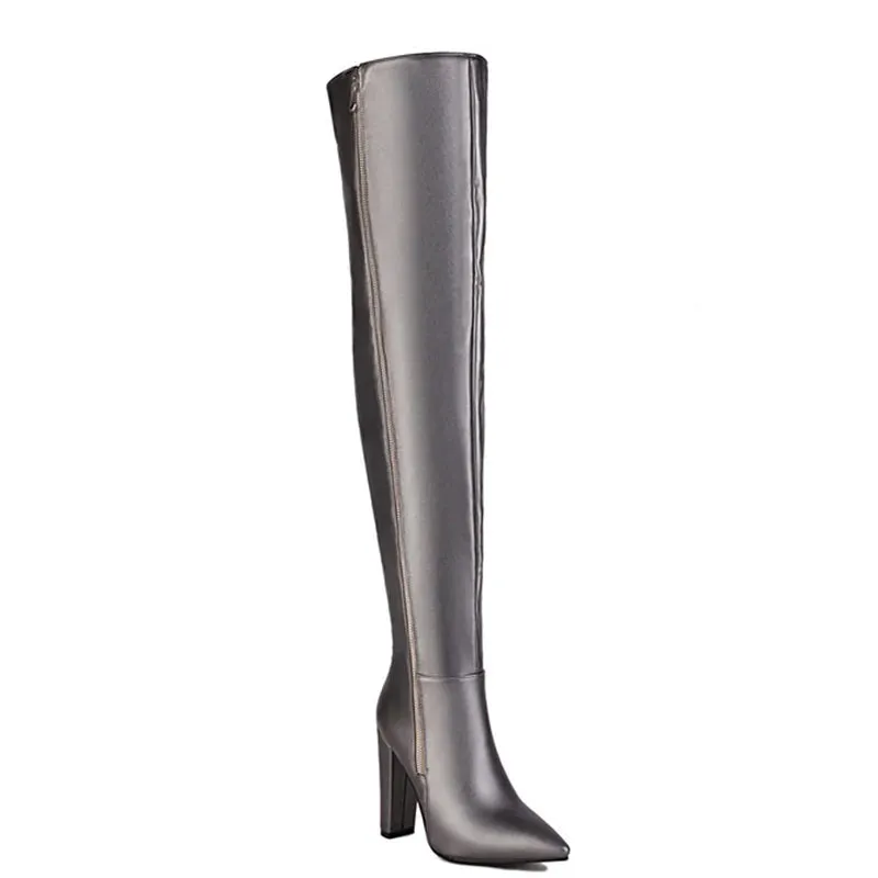 Trend4us Women's Modern Over-The-Knee Leather Boots