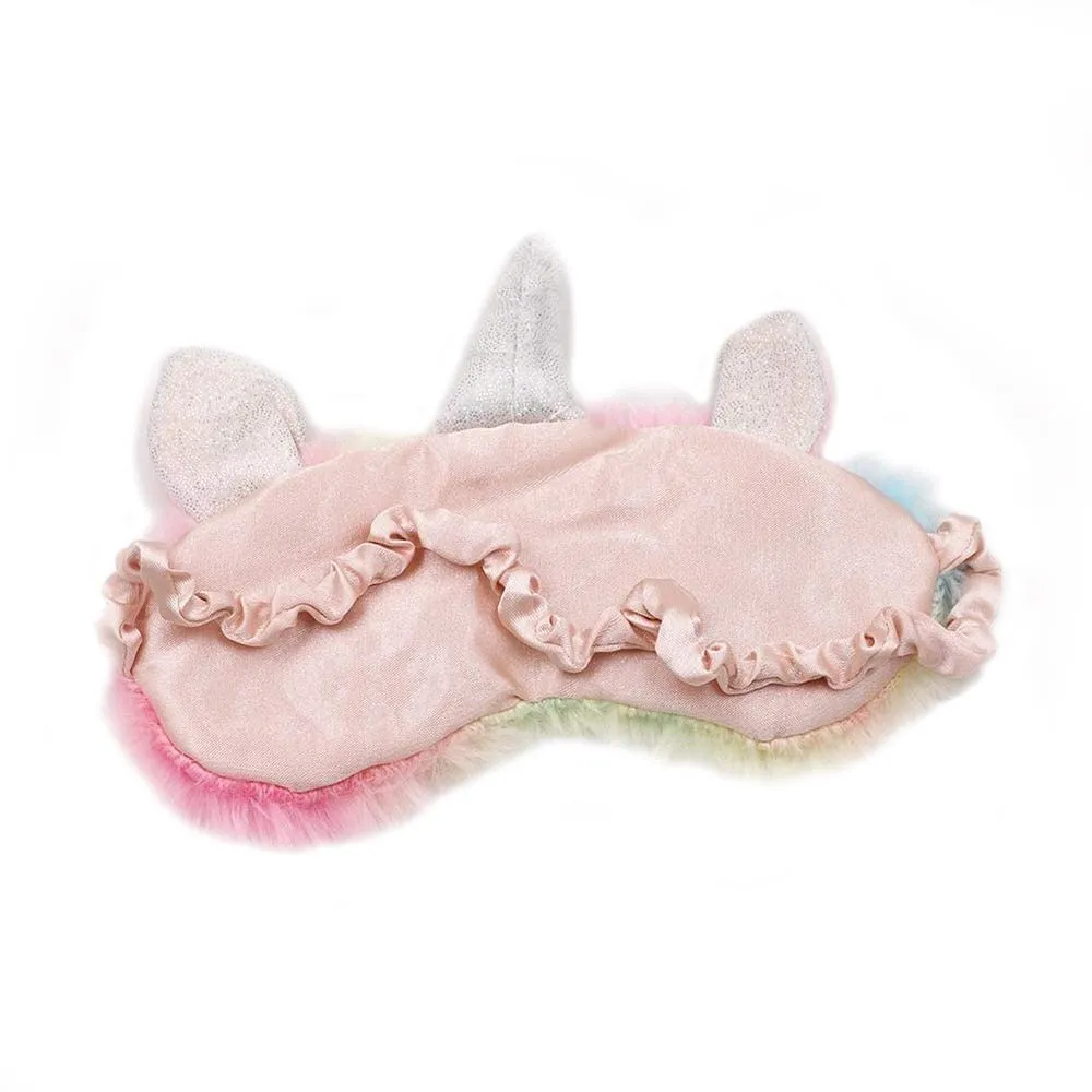 Unicorn Plush Slippers and Eye Mask Set