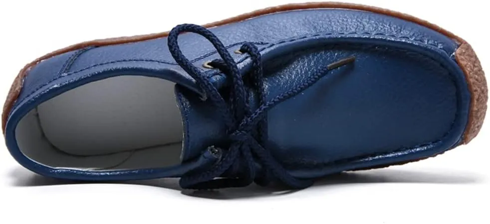 WERWAES Womens Loafers Ladies Leather Moccasin Fashion Penny Loafers Comfortable driving Slip on Lightweight Soft Work Shoes Breathable Round Toe Womens Flat Shoes for Walking Office
