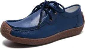 WERWAES Womens Loafers Ladies Leather Moccasin Fashion Penny Loafers Comfortable driving Slip on Lightweight Soft Work Shoes Breathable Round Toe Womens Flat Shoes for Walking Office