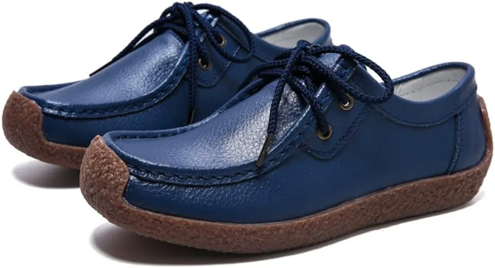 WERWAES Womens Loafers Ladies Leather Moccasin Fashion Penny Loafers Comfortable driving Slip on Lightweight Soft Work Shoes Breathable Round Toe Womens Flat Shoes for Walking Office