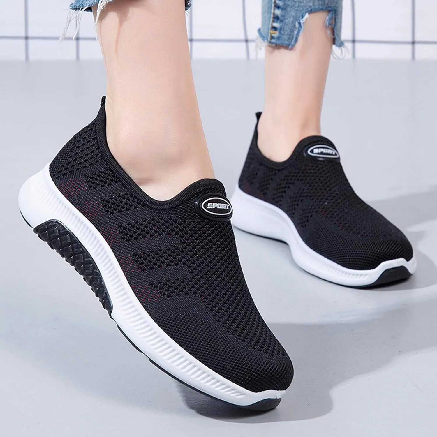 White Slip On Sneakers for Women Size 9 Orthopedic Shoes for Women Dressy Wide Black Shoes Women Casual 5.5 Plantar Fasciitis Shoes Women Flats Zapatos De Mujer Antideslizante para Cocina