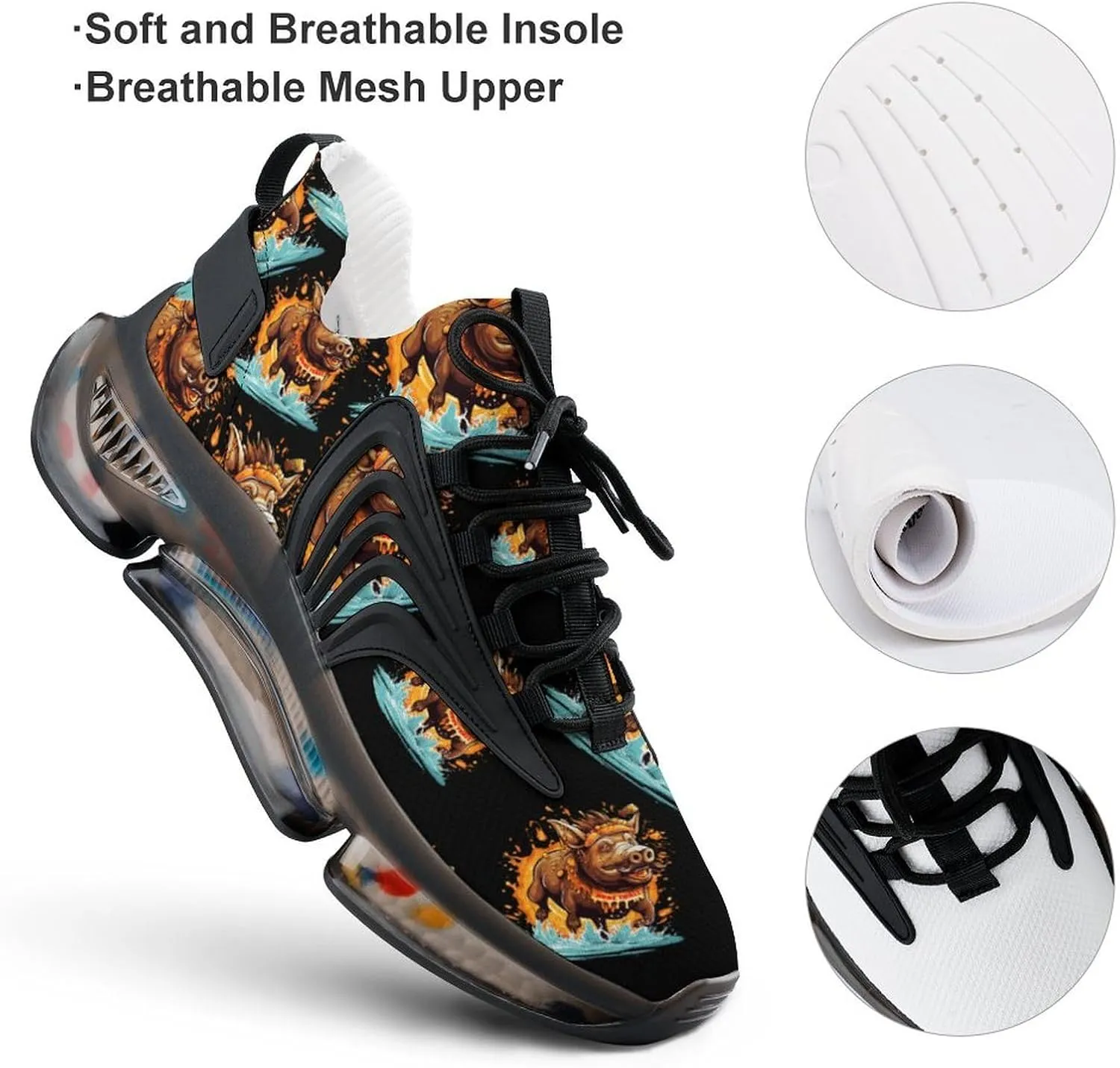 Wild Boar Mens Sneakers Running Shoes Lightweight Athletic Shoes for Jogging Walking Gym
