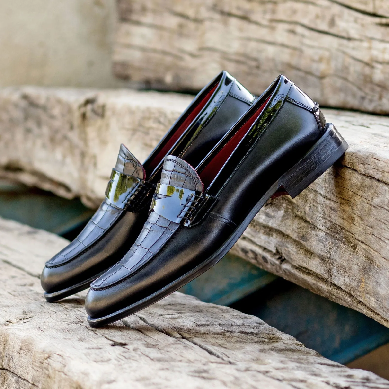 Women's Loafer Leather Shoes Black 5448