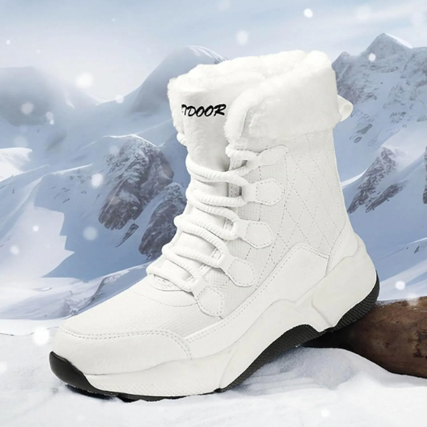 Women's Mid Calf Water proof Winter Snow Boots Lightweight Warm NO-Slip Warm Outdoor Mid-Calf Shoes
