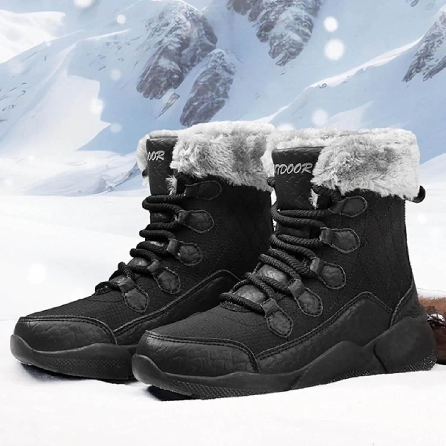 Women's Mid Calf Water proof Winter Snow Boots Lightweight Warm NO-Slip Warm Outdoor Mid-Calf Shoes