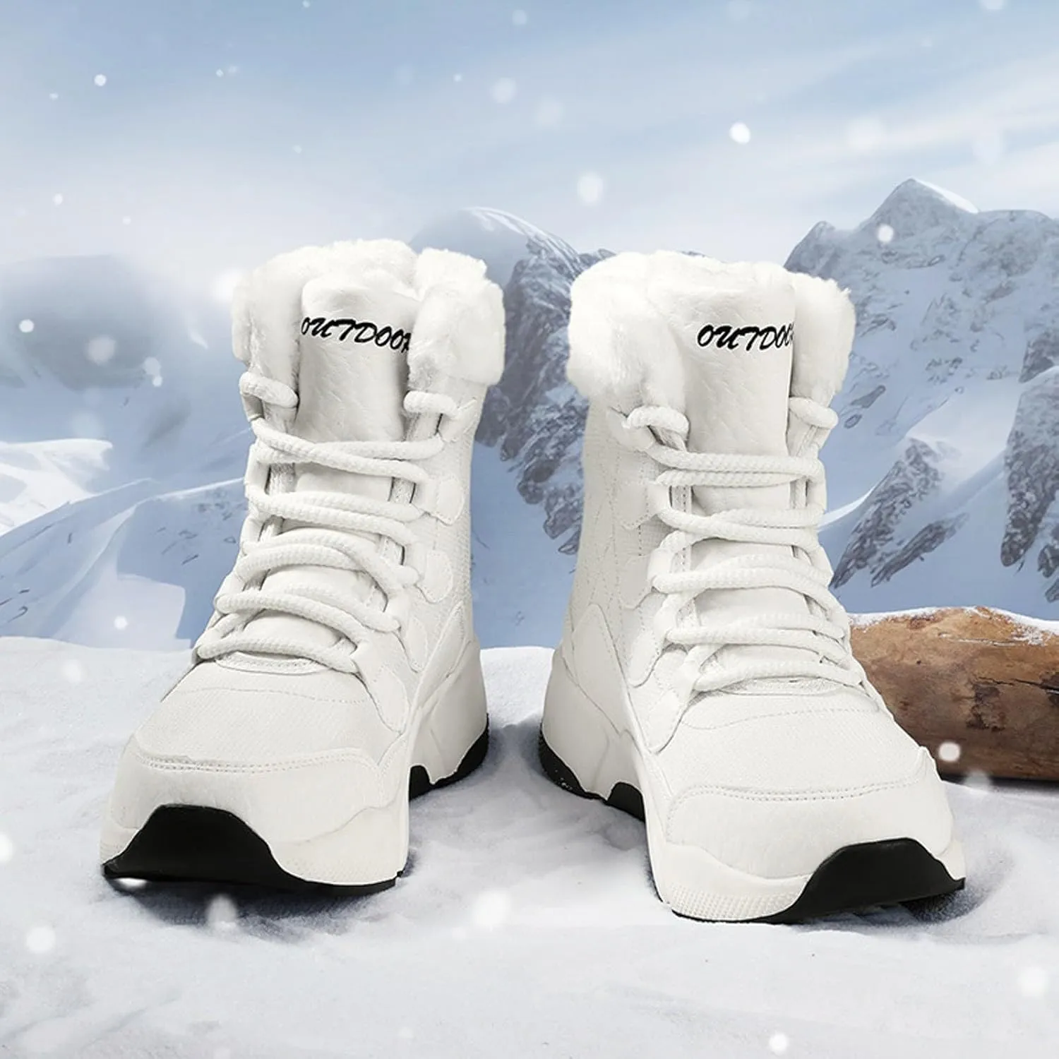 Women's Mid Calf Water proof Winter Snow Boots Lightweight Warm NO-Slip Warm Outdoor Mid-Calf Shoes