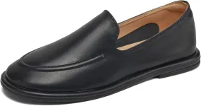 Women's Retro Business Leather Flat Loafers Leather Shoes Comfortable Casual Dress Shoes with Memory Foam
