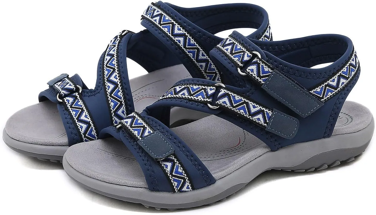 Women's Sport Athletic Sandals Outdoor Hiking Sandals Athletic Open Toe Sandal with Arch Support Summer Flat Hook and Loop Strap Walking Shoes Golf Sandal