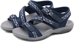 Women's Sport Athletic Sandals Outdoor Hiking Sandals Athletic Open Toe Sandal with Arch Support Summer Flat Hook and Loop Strap Walking Shoes Golf Sandal