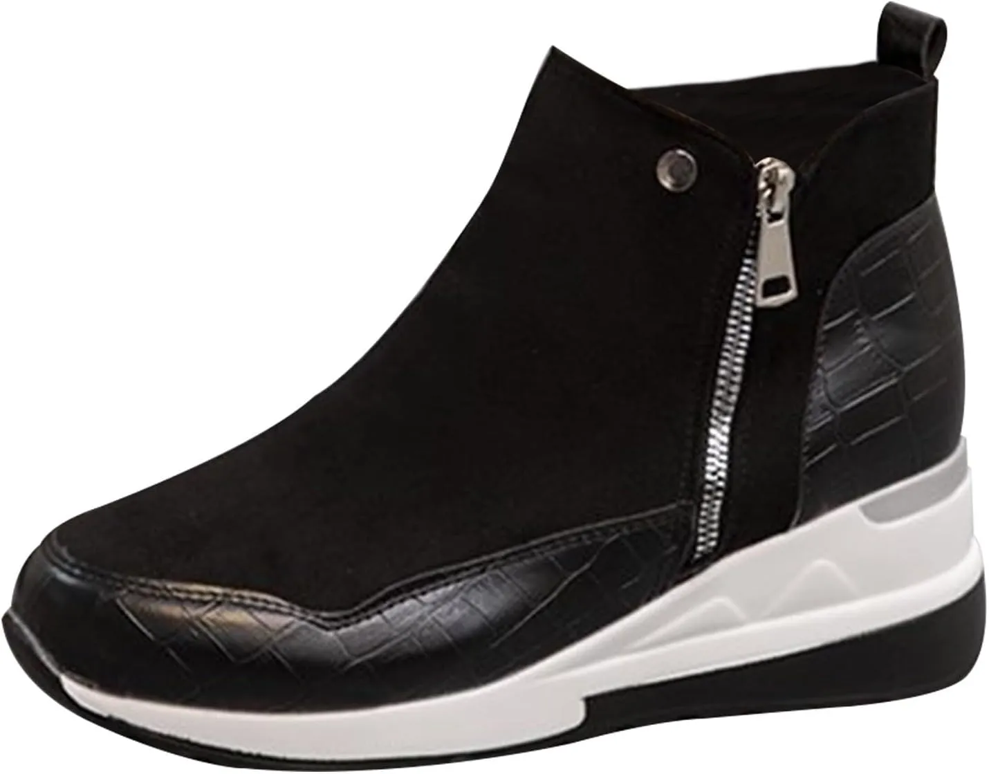 Womens Wide Snow Boots Outdoor Ski Boots Thickening Womens Leather Fu Lined Slip On Ankle Booties